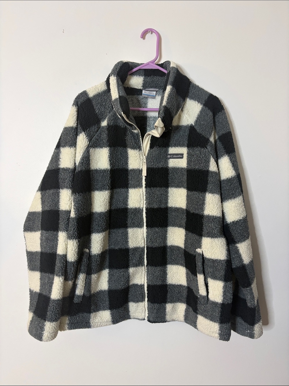 Columbia Black & Cream Buffalo Check Fleece Jacket